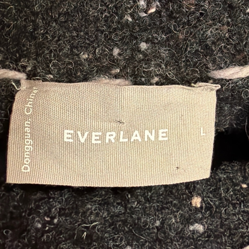 Everlane Speckled Oversized Woolblend DIY Boucle-Crewneck Gray & Ivory Sweater L - Picture 3 of 16